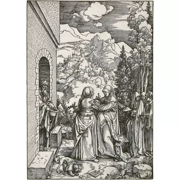 Albrecht Dürer — Die Heimsuchung - Maria und Elisabeth Blatt 9 der Folge "Das Marienleben" — Galerie Kornfeld