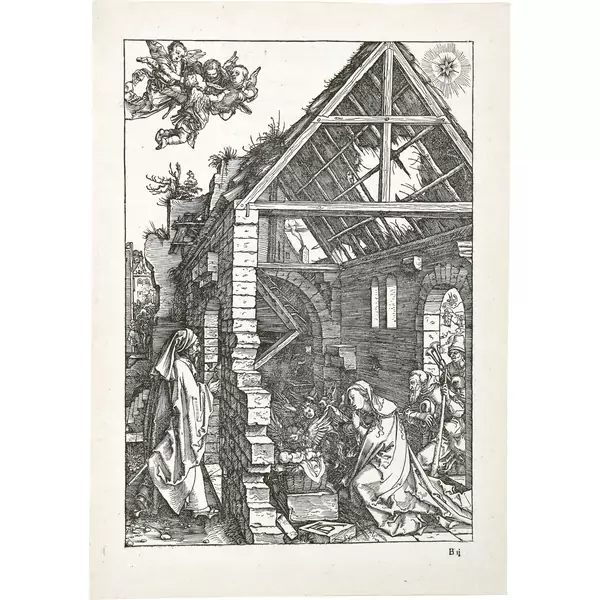 Albrecht Dürer — Die Geburt Christi - Anbetung der Hirten Blatt 10 der Folge "Das Marienleben" — Galerie Kornfeld