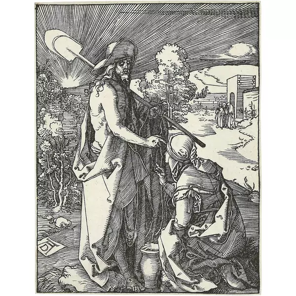Albrecht Dürer — Christus erscheint Magdalena Blatt 32 der Folge "Die kleine Holzschnittpassion" — Galerie Kornfeld