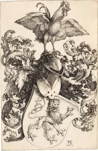 Albrecht Dürer — Löwenwappen mit dem Hahn — Galerie Kornfeld