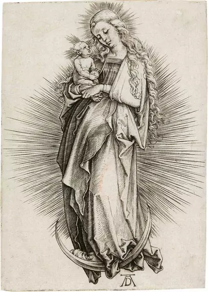 Albrecht Dürer — Die Jungfrau mit dem langen Haar auf der Mondsichel — Galerie Kornfeld