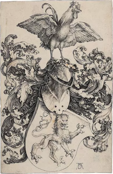Albrecht Dürer — Das Löwenwappen mit dem Hahn — Galerie Kornfeld