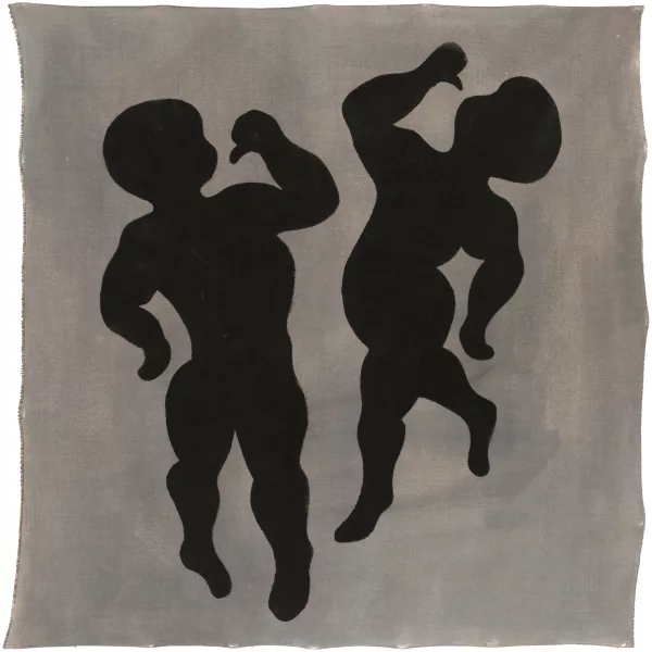 Aldo Walker — Ohne Titel (Zwei Figuren auf grauem Grund), 1981