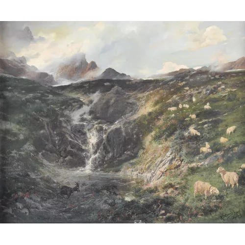 Alexander Soldenhoff — Hochgebirgspartie mit Schafen und Ziegen.