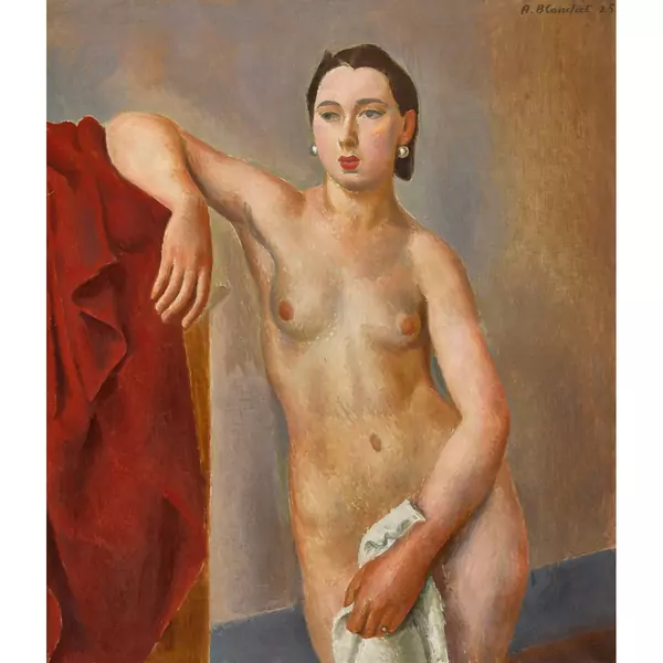 "Nu accoudé, à la draperie rouge"