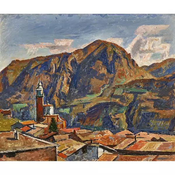 Tessiner Dorf mit Bergen