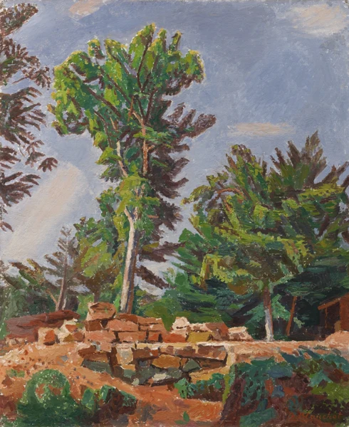 Alexandre Blanchet — Paysage de ruines avec des arbres