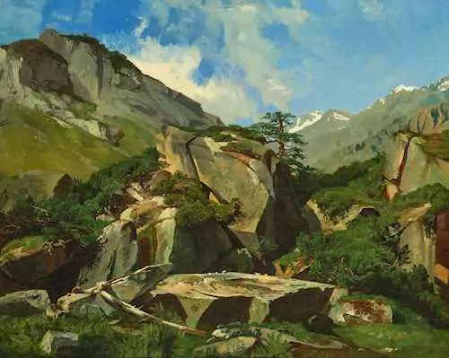 ALEXANDRE CALAME — High mountain valley with boulders. — Koller Auktionen
