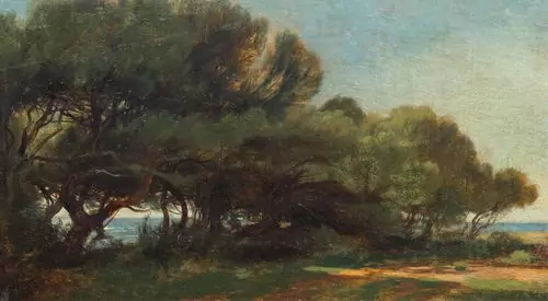 CALAME, ALEXANDRE — Pins en bord de mer (Pinetrees along the coast). Ca. 1853-1860. — Koller Auktionen