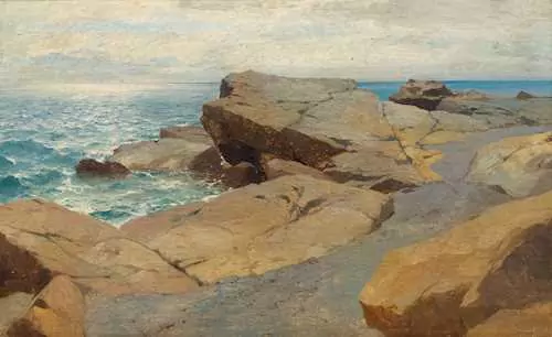 ALEXANDRE CALAME — Marine avec falaises. Um 1860. — Koller Auktionen