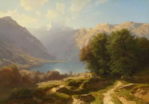 ALEXANDRE CALAME — Vue de l’extrémité du lac de Genève pris de Montreux. 1863. — Koller Auktionen