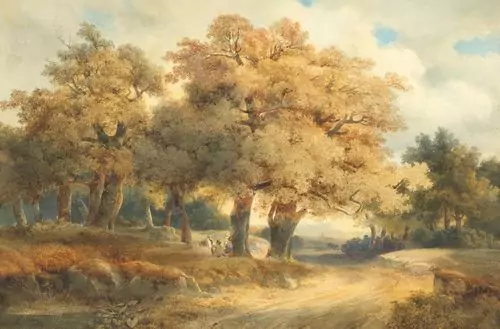 ALEXANDRE CALAME — Arbres, chemins et personnages. 1834. — Koller Auktionen