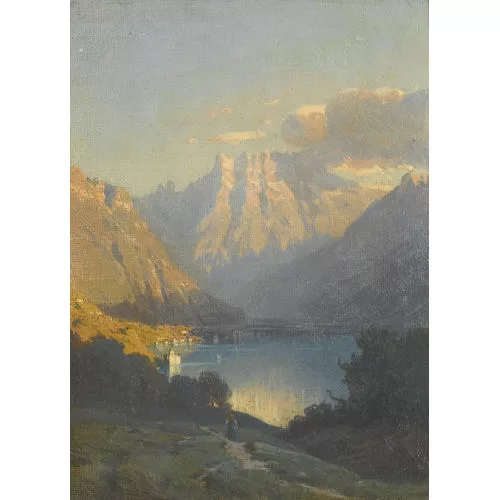 Alexandre Calame — Gebirgspartie mit See.