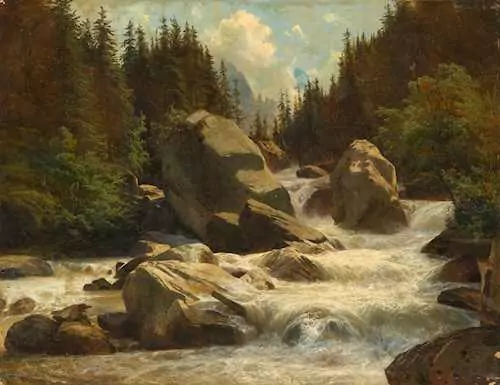 ALEXANDRE CALAME — Mountain landscape with torrent. — Koller Auktionen
