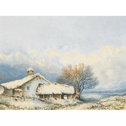 Alexandre Calame — Bauernhaus im Gebirge.