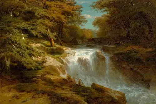 ALEXANDRE CALAME — Wasserfall. 1847. — Koller Auktionen