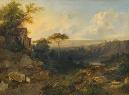 Campagne italienne avec vue sur le lac de Nemi