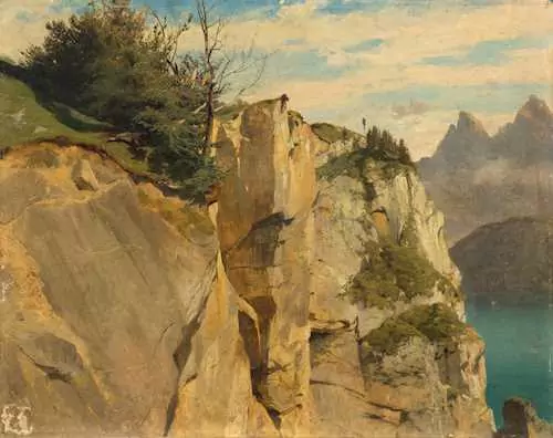 ALEXANDRE CALAME — Cliffs at Lake Lucerne. Circa 1861. — Koller Auktionen