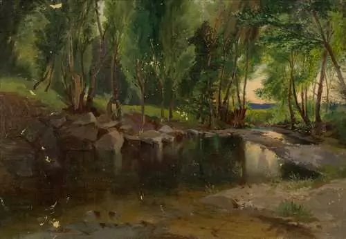ALEXANDRE CALAME — Arbres et miroir d'eau. Circa 1850. — Koller Auktionen