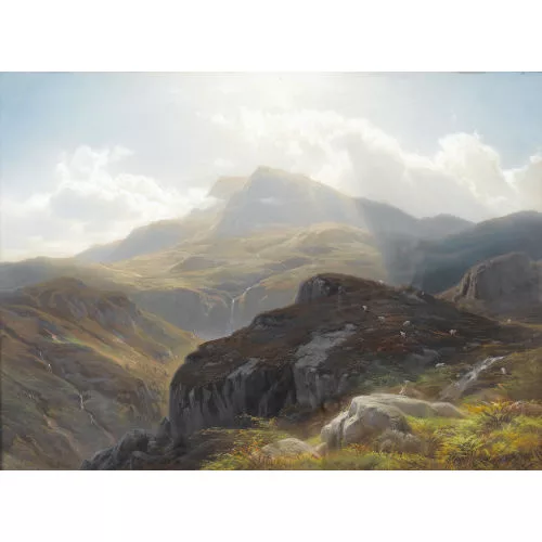 Alexandre Calame — Sonnige Berglandschaft mit Wolken.