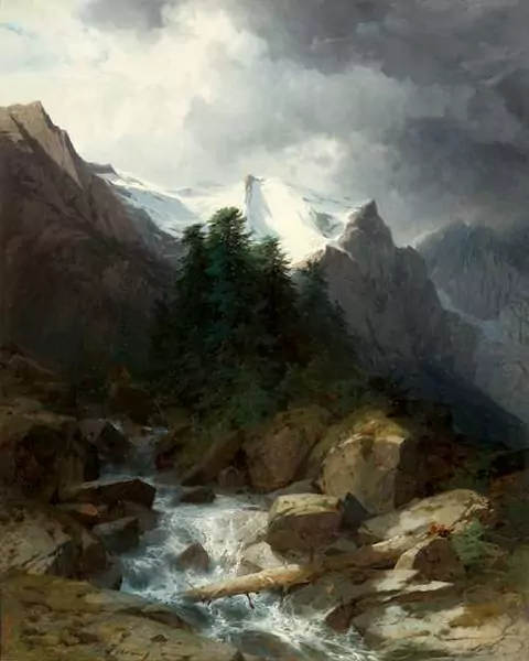 ALEXANDRE CALAME — Torrent au bas du Wetterhorn; effet d’orage. 1863. — Koller Auktionen