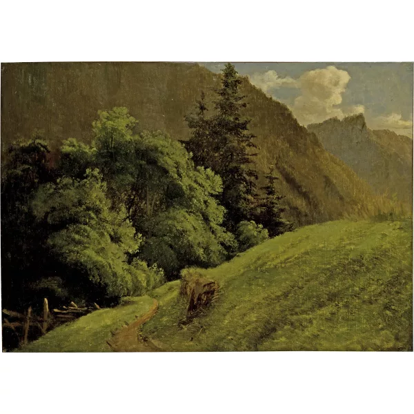 Alexandre Calame — Lisière de fôret au bord d'une pente