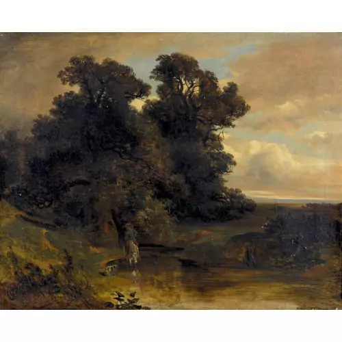Bachlandschaft mit einem Reiter