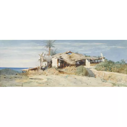 Strandpartie bei Bordighera mit Hütte