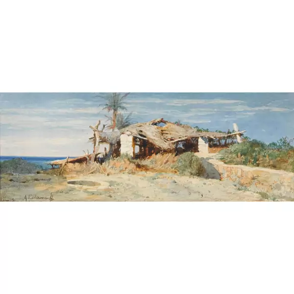 Strandpartie bei Bordighera mit Hütte