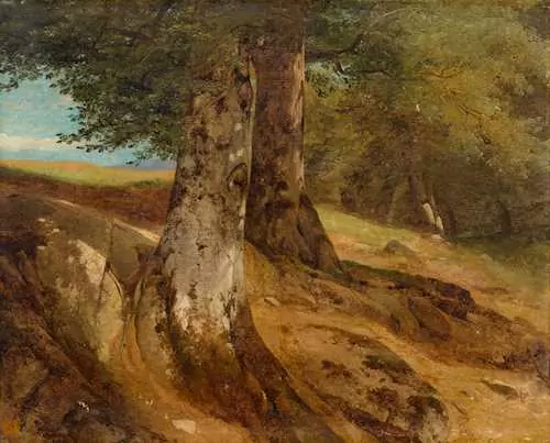 ALEXANDRE CALAME — A study: Beeches at the edge of a forest. — Koller Auktionen