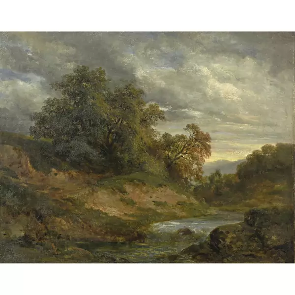 Alexandre Calame — Arbres au bord d'une rivière — Galerie Kornfeld