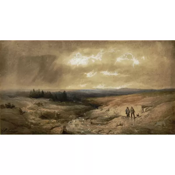 Alexandre Calame — Deux chasseurs — Galerie Kornfeld