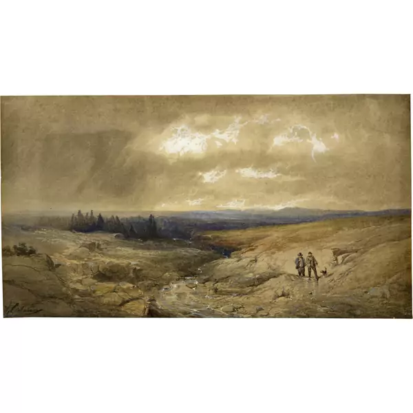 Alexandre Calame — Deux chasseurs — Galerie Kornfeld