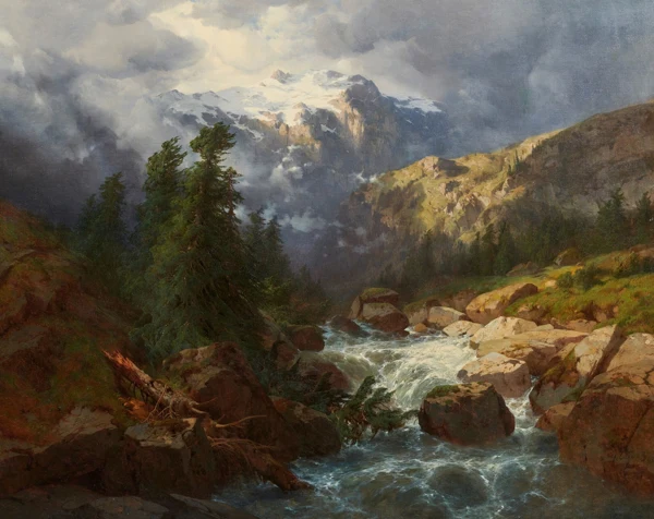 Alexandre Calame — Souvenir de la Handeck, effet d'orage, 1858