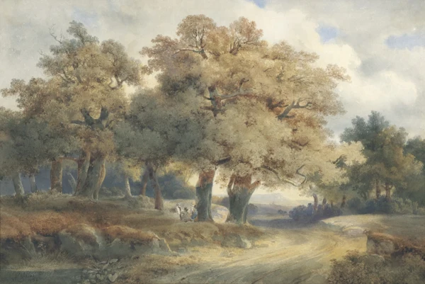 Alexandre Calame — ARBRES, CHEMINS ET PERSONNAGES, 1834TREES, TRACKS AND FIGURES, 1834