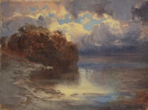 Alexandre Calame — Bord de lac et massif d'arbres, 1849-1854