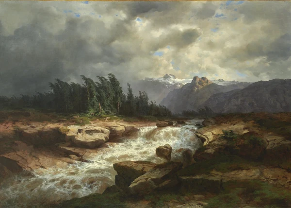 Alexandre Calame — Torrent de montagne par orage, 1850