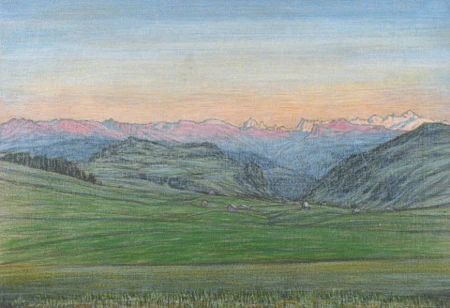Coucher du soleil sur les Alpes