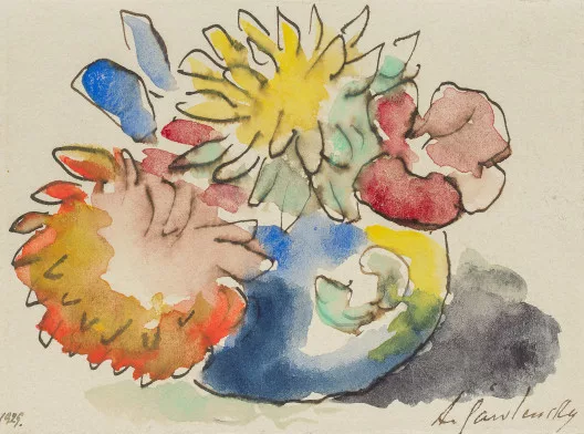 Alexej von Jawlensky — Blumen in flacher Vase, 1929