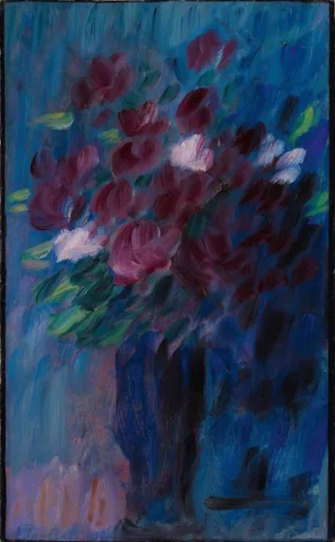 Alexej von Jawlensky — Großes Stilleben (Vase mit Rosenstrauß, Dunkelrote Blume) bzw. Bouquet à l'heure bleue