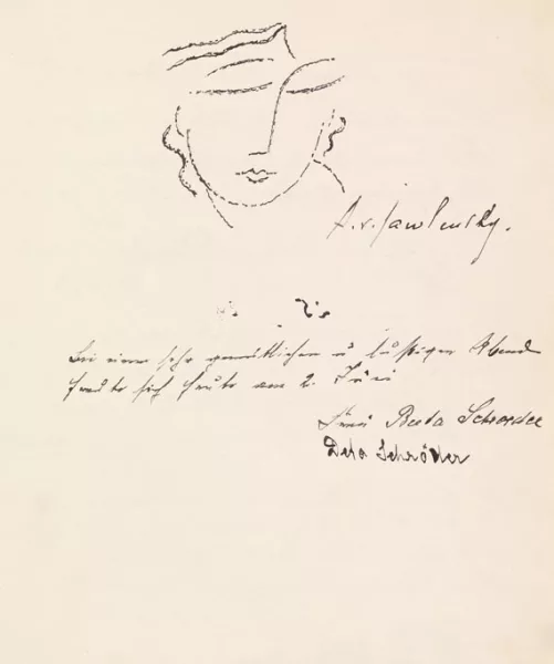 Alexej von Jawlensky — Gästebuch Haus Borgmann mit Skizze von Jawlensky, 1929