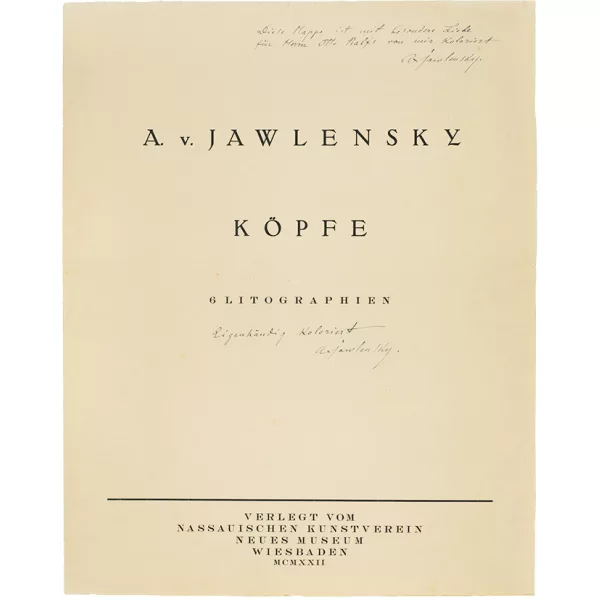 Alexej von Jawlensky — Köpfe A. v. Jawlensky. Köpfe. 6 Lithographien