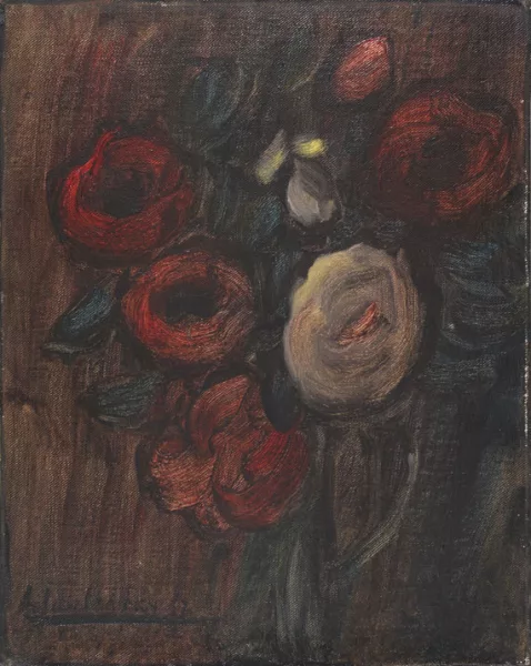 Alexej von Jawlensky — Grosses Stillleben: Grüner Krug mit Pfingstrosen (Dunkles Rosenbouquet)