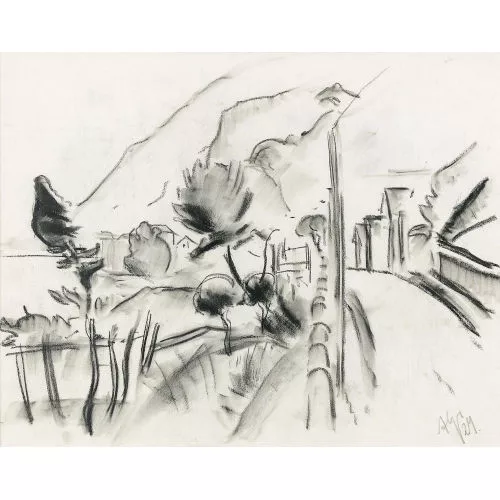 Alfons Grimm — Uferstrasse mit Häusern.
