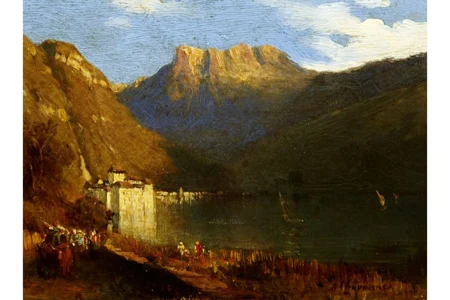Vue sur Château de Chillon et Dents du Midi