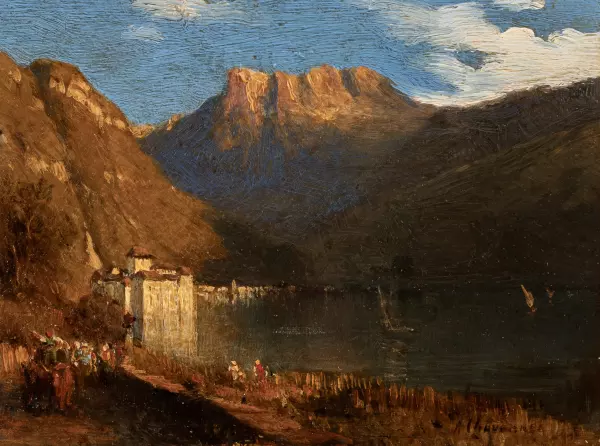 Vue sur Château de Chillon et Dents du Midi