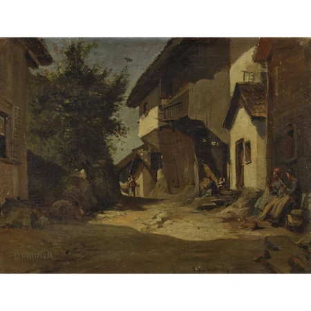 Sommerliche Ansicht einer Gasse in Brunnen