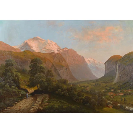Lauterbrunnental mit der Jungfrau im Abendrot