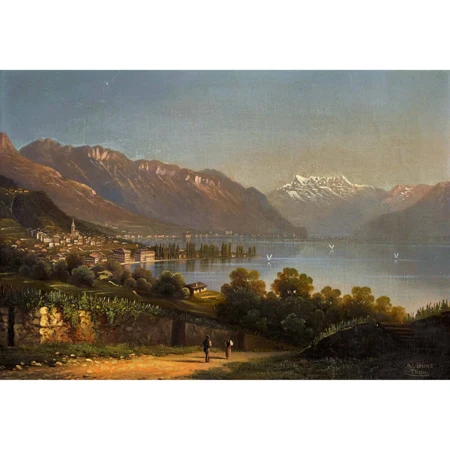 Blick auf Vevey und die Dent Blanche