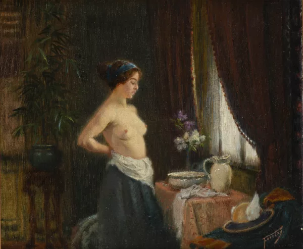 Alfred Foretay — Jeune femme à sa toilette